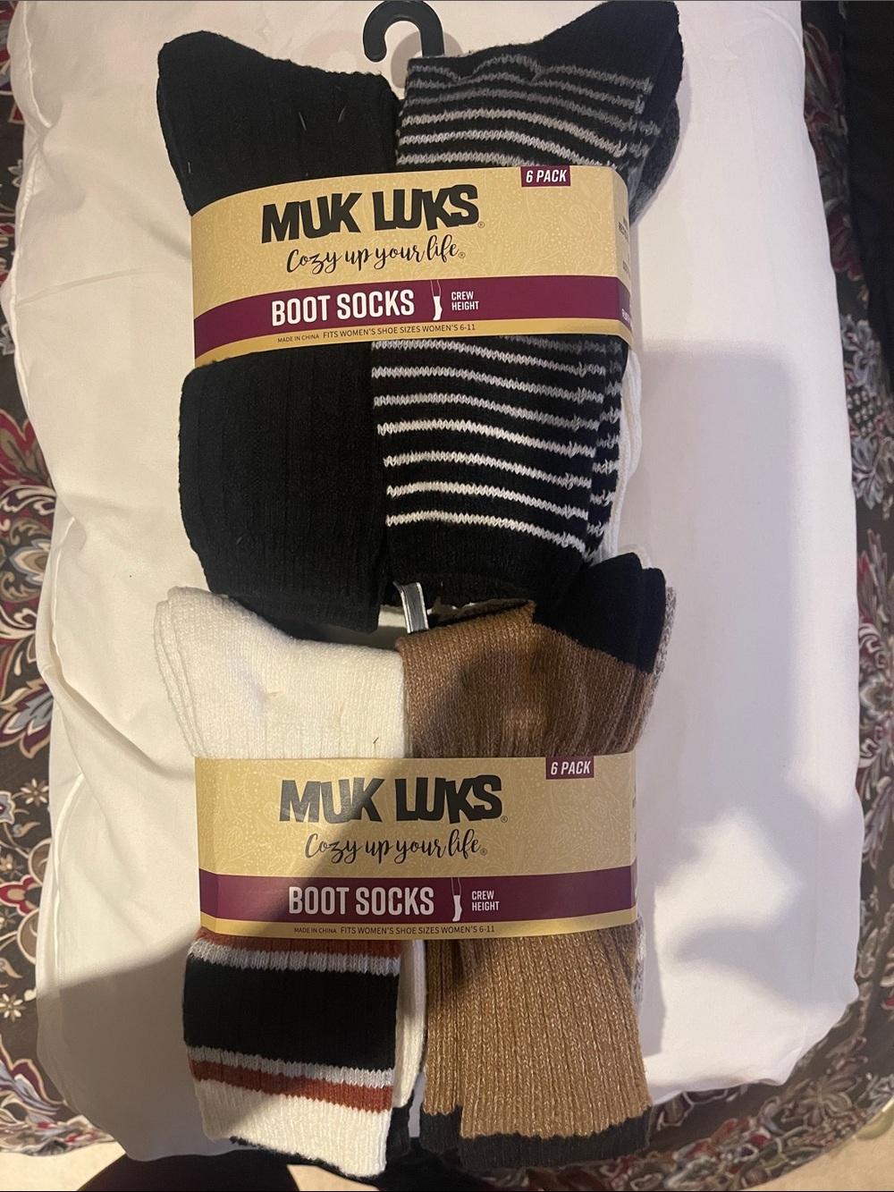 Muk Luks Women's Black, White, Brown & Tan Boot Socks 12-Pack